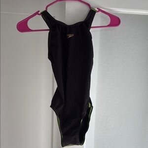 Speedo Lazer Pro Swimsuit in Black with Green Highlights